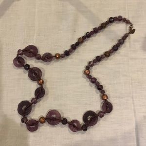 Artisan Amethyst beaded necklace, 18”.